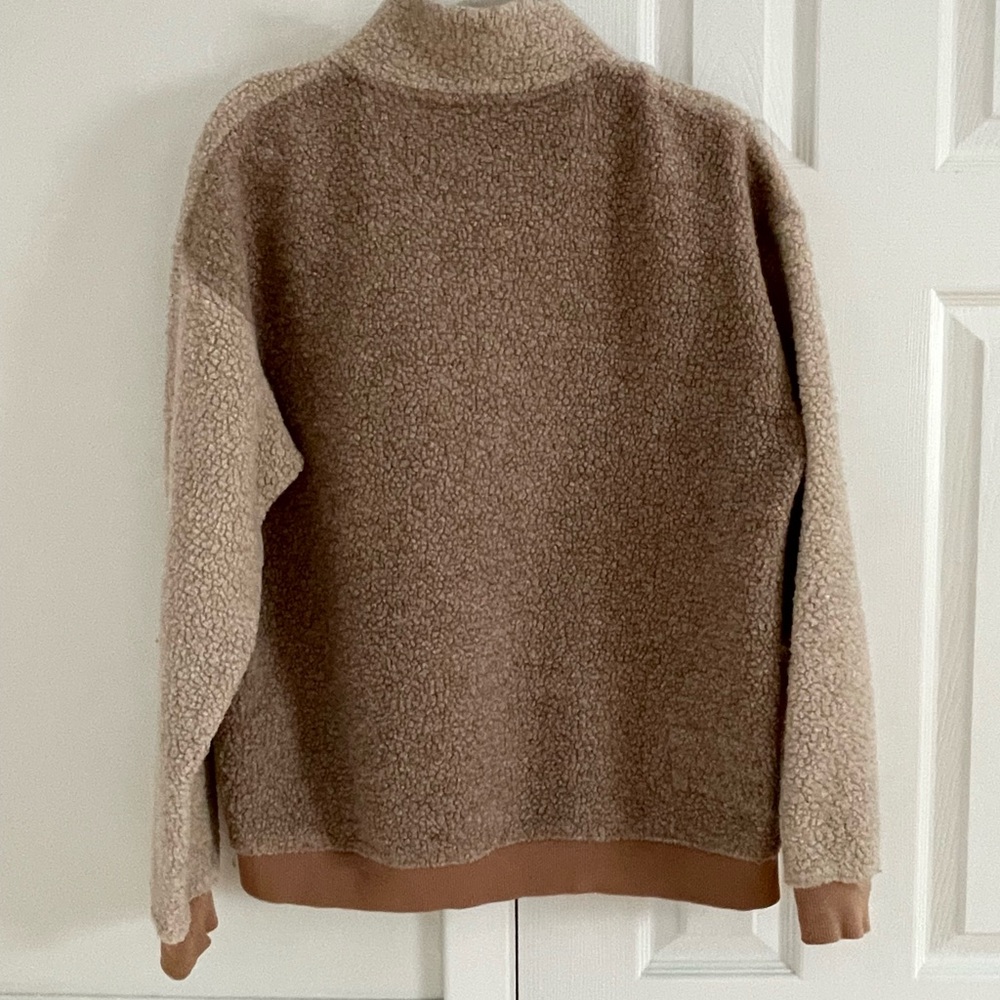 Outdoor Voices MegaFleece Snap Up Pullover Fleece Tan Hiking Camping Outdoor - Picture 5 of 6